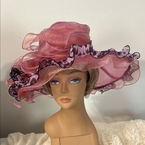 Elegant Pink Ruffled Women's Hat